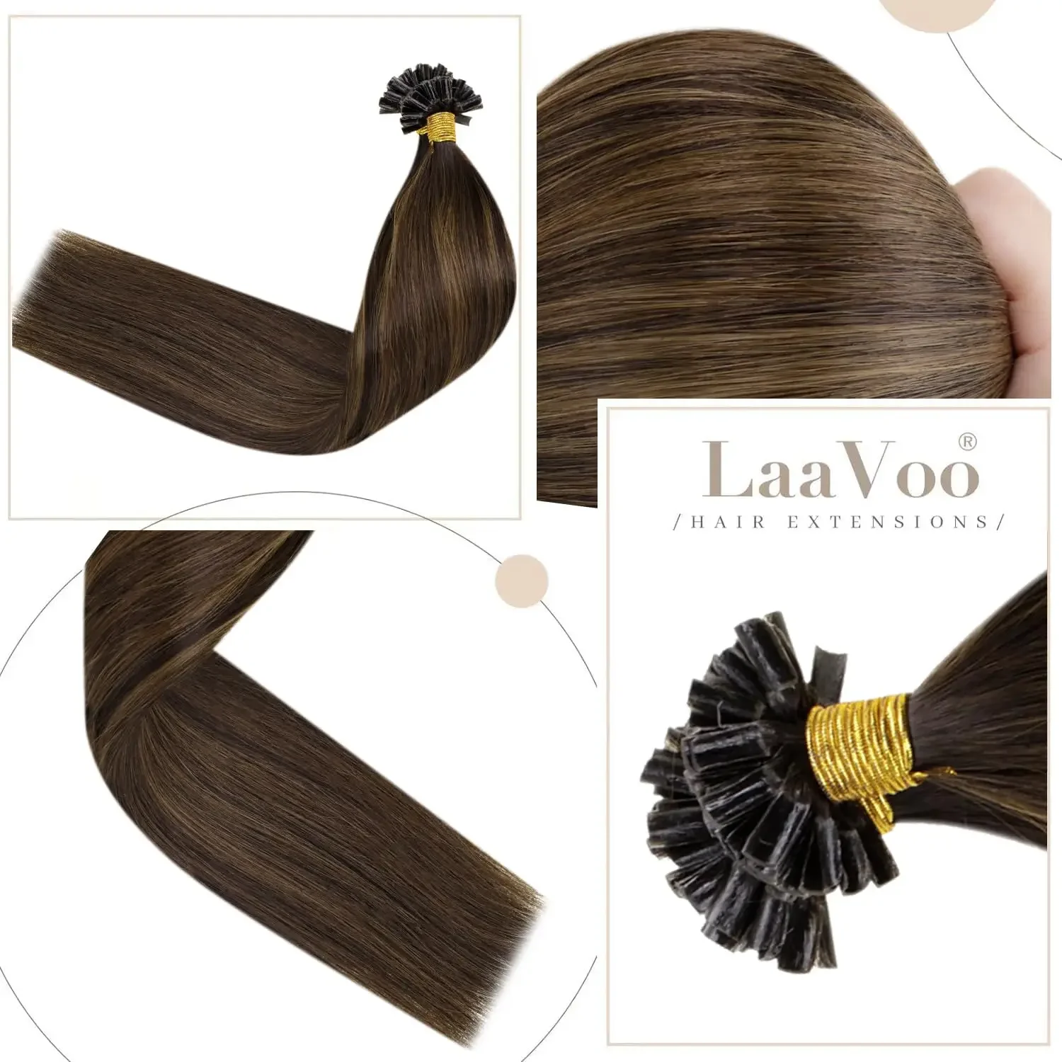 LaaVoo U-Tip-Haarverlängerung, Remy-Menschenhaar, Fusion, vorgebundenes Balayage, 14-22 Zoll, 100 % Echthaar_voghion.com