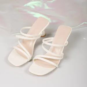 French Style Two-Way Wear Fish Mouth Toe PU Upper Women Summer Thick Heel Niche Temperament One-Strap Fairy Sandals