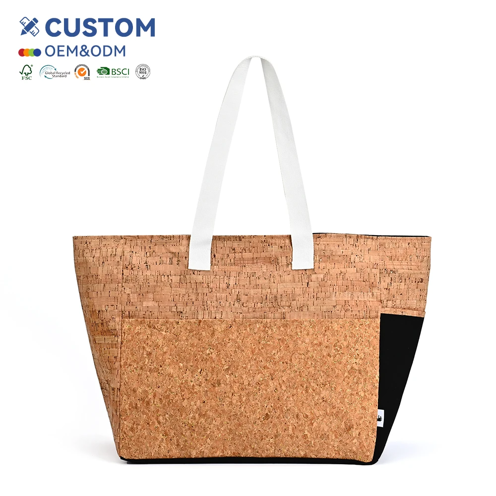 Customize Wholesale Natural Sets Cork Wood Bag Large Capacity Women Shoulder Bags Tote Handbags for Shopping