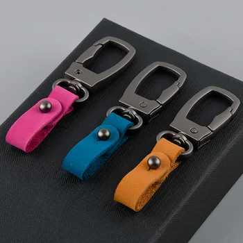 Head leather key chain pendant wholesale simple car metal key ring key ring detachable leather key chain