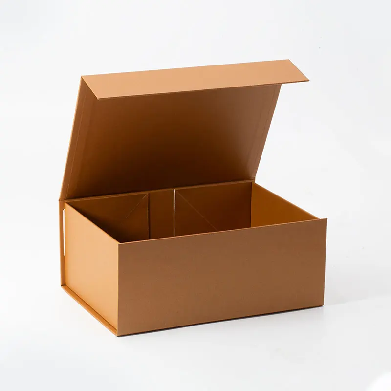 Elegant Copper Color Empty Retail Magnetic Gift Paper Boxes with Ribbon