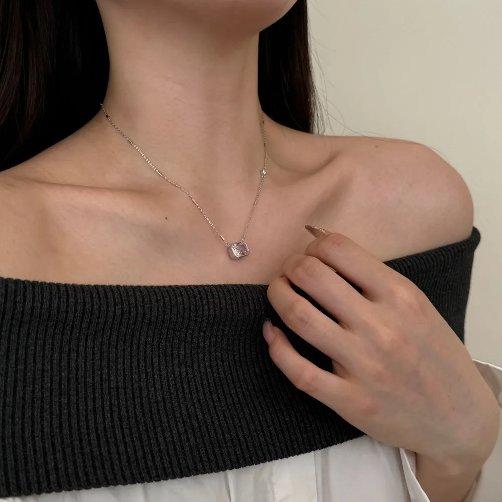 KAKODIY High Jewelry Simple Design 925 Sterling Silver Solitaire 4ct 8A Crushed Ice Cut Cubic Zirconia Pendant Necklace detail 4