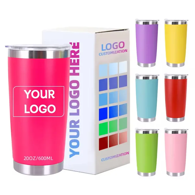 Custom 20oz Gold Stainless Steel Tumbler Powder Coated Double-Wall Vacuum Insulated Travel Thermal Coffee Mug Stainless Steel