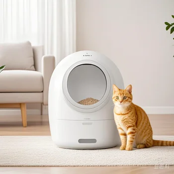 UV Sterilized Automatic Round Cat Litter Box Upgraded Splash-Free Smart Toilet with Sand Scooping Feature Cat Litter Cleaning