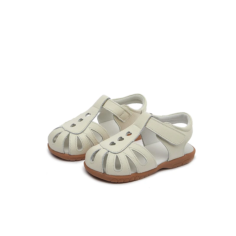 Full Genuine leather Soft sole Girls flat Sandals closed toe kids girls summer shoes children's shoes for adults