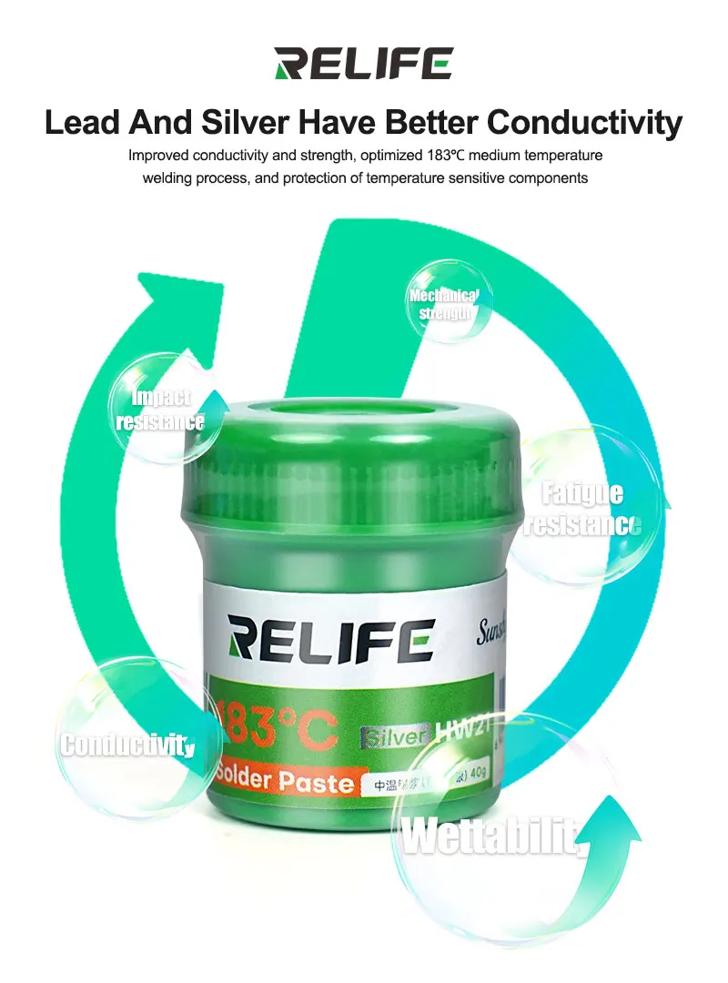 RELIFE HW21 Pâte à souder 183 ℃ (contenant du plomb et de l'argent)