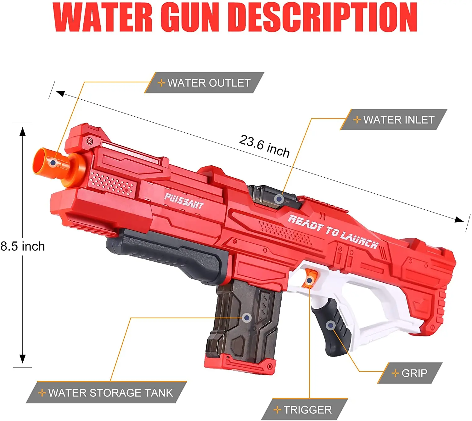 Electric Water Gun Super Soaker With 600cc Capacity Automatic Water Gun
