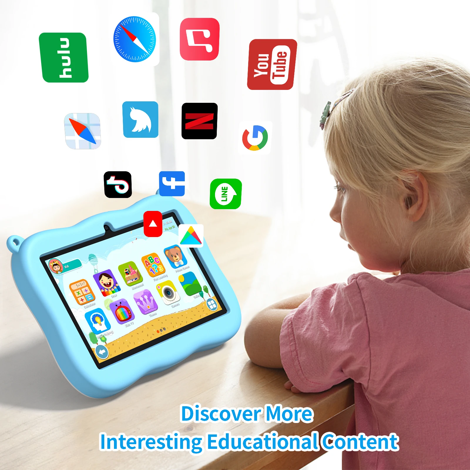 Kids Learning Tablet Android 7 Inch Wifi Smart Tab for Education Kids Tablet Education Tablet for Children Studying