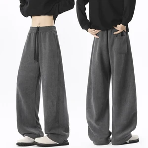 Straight Casual Pants for Men New Autumn and Winter High Street Loose Sports Sweatpants with Drape Versatile Wide-leg Long Pants