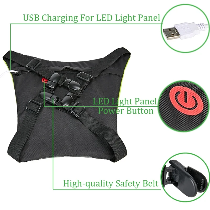 Scooter Indicator Turn Signal Light Led Vest USB Reflective Backpack Attachment Jackets Yellow for Hiking Riding Bike Bag