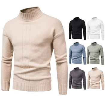Autumn and winter new foreign trade fashion European size men's casual sweater wholesale half turtleneck sweater men