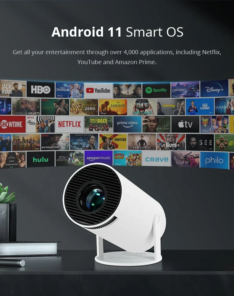 2023 Newest HY300 Smart Portable Quad Core Android 11 Projector
