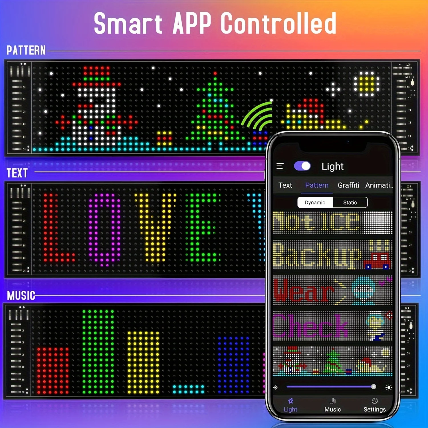 Smart RGB LED Matrix Pixel Panel USB Powered Devil Eye Lamp Truck APP ...