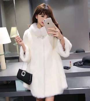 nwe 2021 Artificial Winter Women's Faux Fur Coat Mink Fur Coat Elegant Lolita Furry Slim Faux Fur Coat Plus Size Long Overcoat
