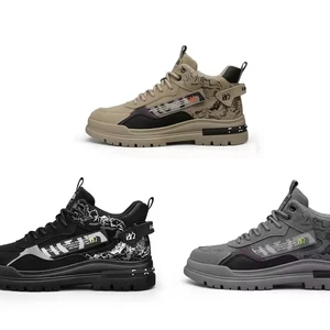 Vintage boots Leather motorcycle boots Autumn and winter warm men's casual shoes