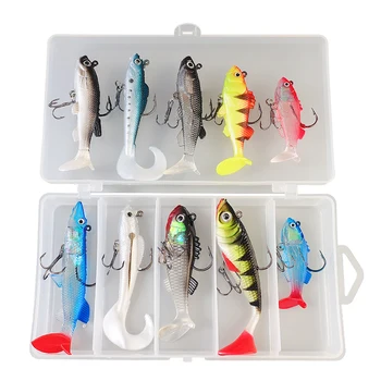 CHEERY 6pcs 8pcs 9pcs 11pcs 13pcs Swimbait Bionic Rubber Shad Fish Soft Bait With Lead Head Hooks Jig Wobblers Fishing Lure Set – Soft Lure – view 3