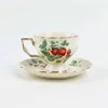 whiteLarge mouth strawberry cup and saucer
