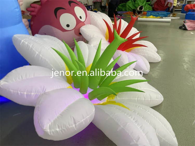 Alice in Wonderland Inflatables LED Lighting Flower Inflatable Caterpillar Cat Cartoon for Party Decor