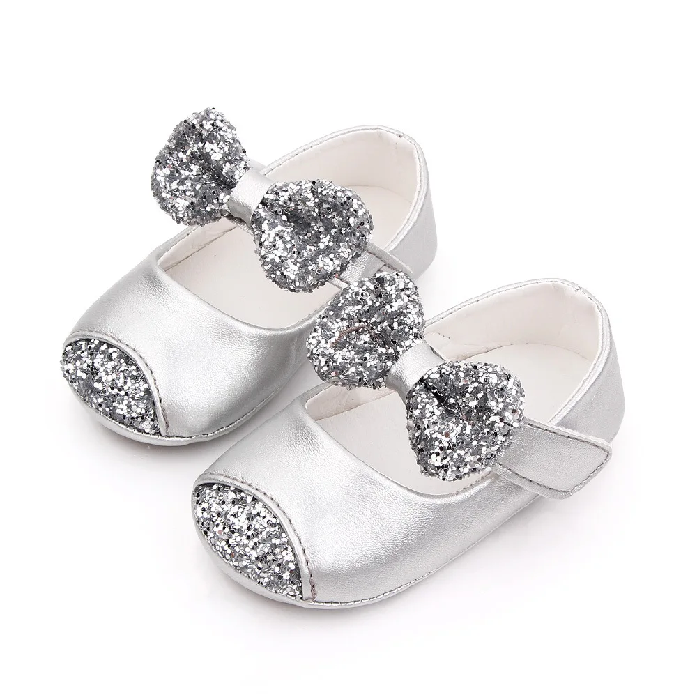 2025 Spring Autumn Summer Silver Princess Baby Infant Toddler Newborn Girl Shoes Party Evening Girl Pu Leather Shoes manufacture