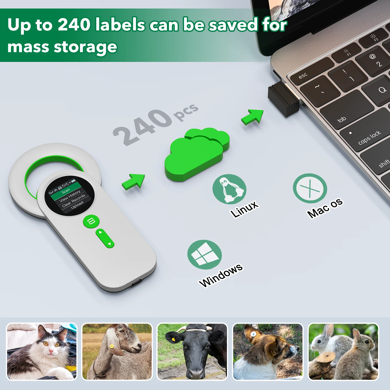 Symcode MJ-Q30 Microchip Reader - Reliable Animal RFID Scanner