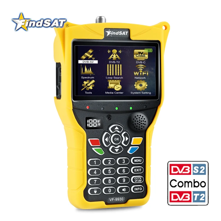 Satellite Finder Meter ( FindSAT VF9930 CCTV+8MP AHD /AVI/CVI/CVBS ) DVB-S2+T2+C  combo TV receiver Spectrum Analyzer