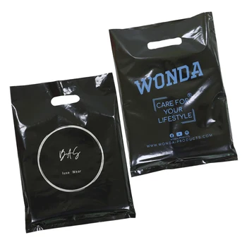 Plastic Bag with Die Cut Handle Bag White pink black blue Plastic Merchandise Bags
