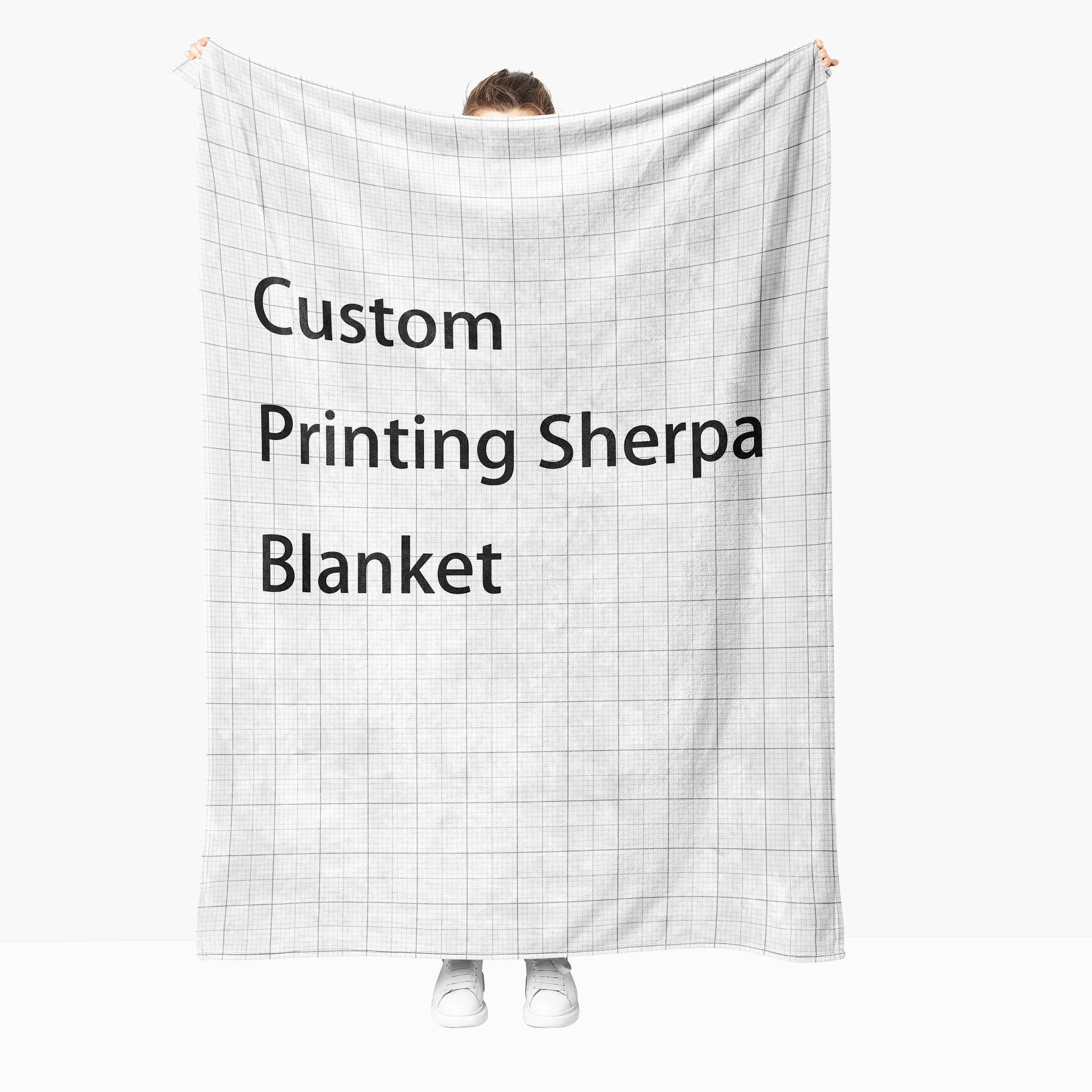 Op maat gemaakte deken van 50*60 inch - voorkant bedrukt met flanel, achterkant lamswol sherpa - geschikt voor op de bank/bed/kamperen