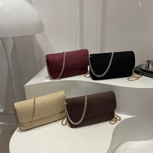 2026 Winter Minimalist Crossbody Bag Retro Solid Color Shoulder Bag Mini Small square Bag with Chain