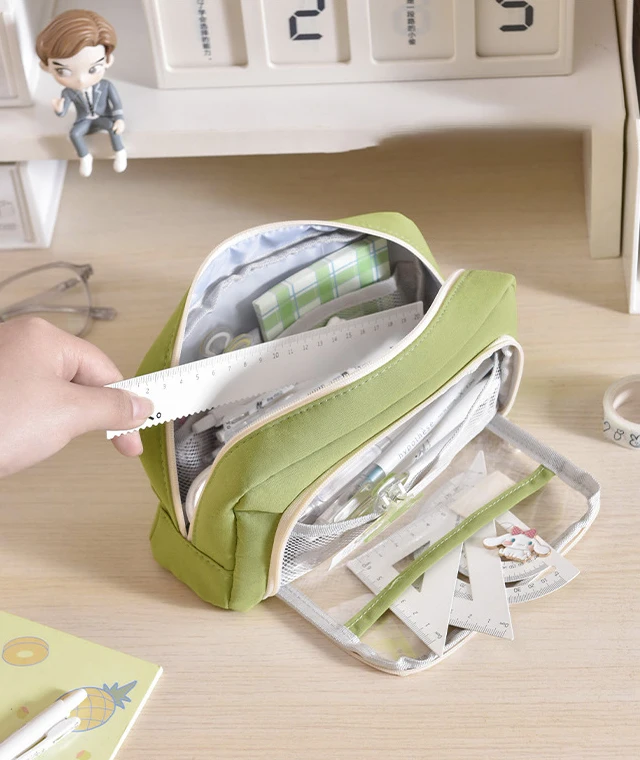 Student Photo Insert Box Large-capacity Transparent Window Student Polyester Stationery Box
