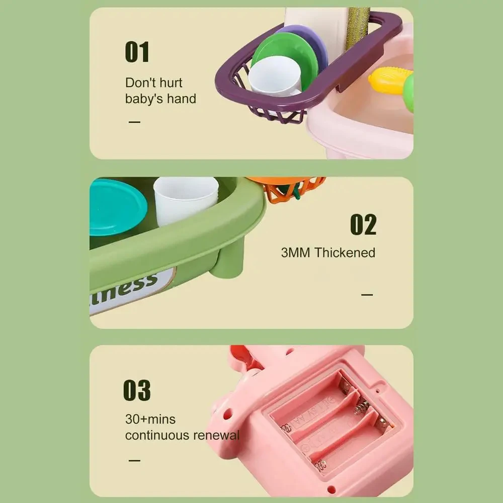 Upgraded Pretend Role Play Kitchen Set Working Faucet Dishes Play Set for Kids Made Plastic for Kids Pretend Play Kitchen Sink