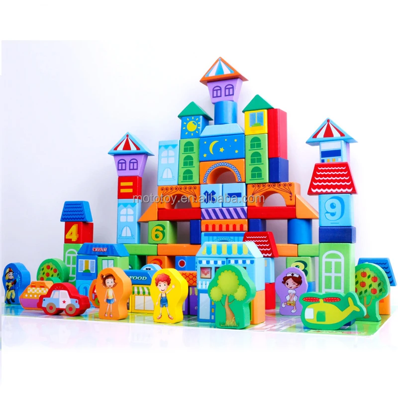 Children's Early Education Combination Learning Building Blocks Animal Car Ocean World Wooden