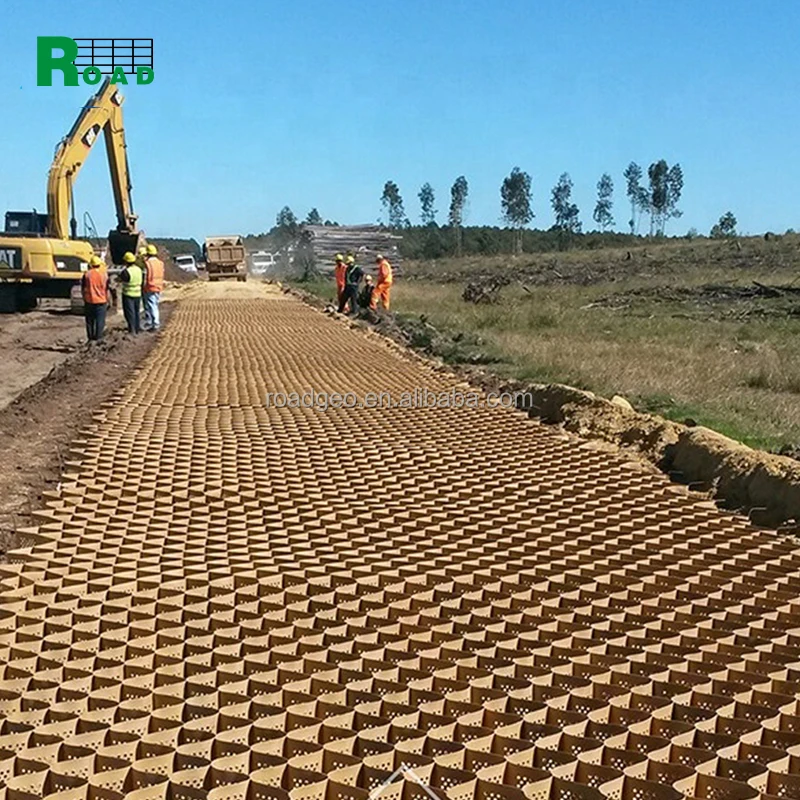 Astm Standard HDPE Geocell  Geo Cell Road Grid Gravel Honeycomb Gravel Driveway Highway Railway Geocell Slope Retain Wall