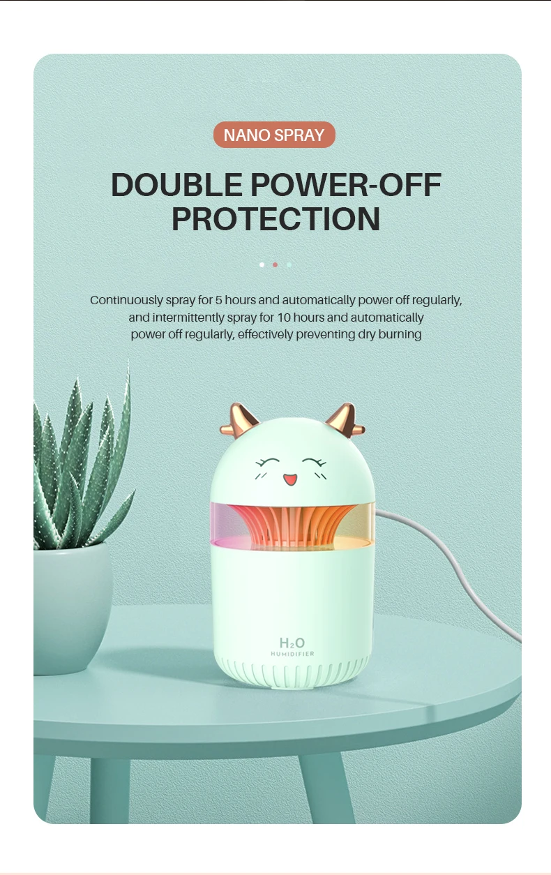 H2o Usb Colorful Humidifier Fire Flame Humidifier Diffuser Smart