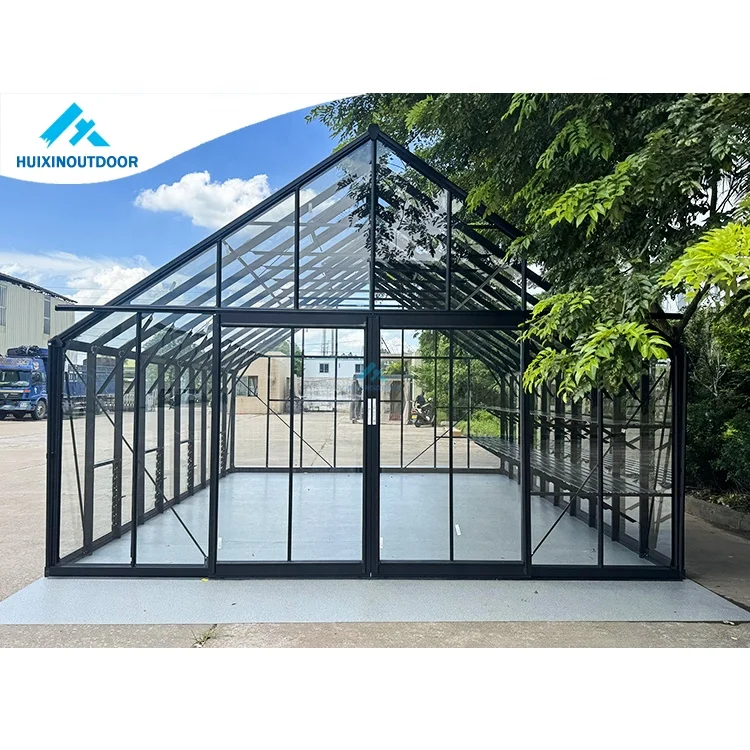 4mm Tempered Glass Prefabricated Conservatory with Aluminum Frame  Latest New Style Luxury Hexagon Aluminium Hobby Greenhouse