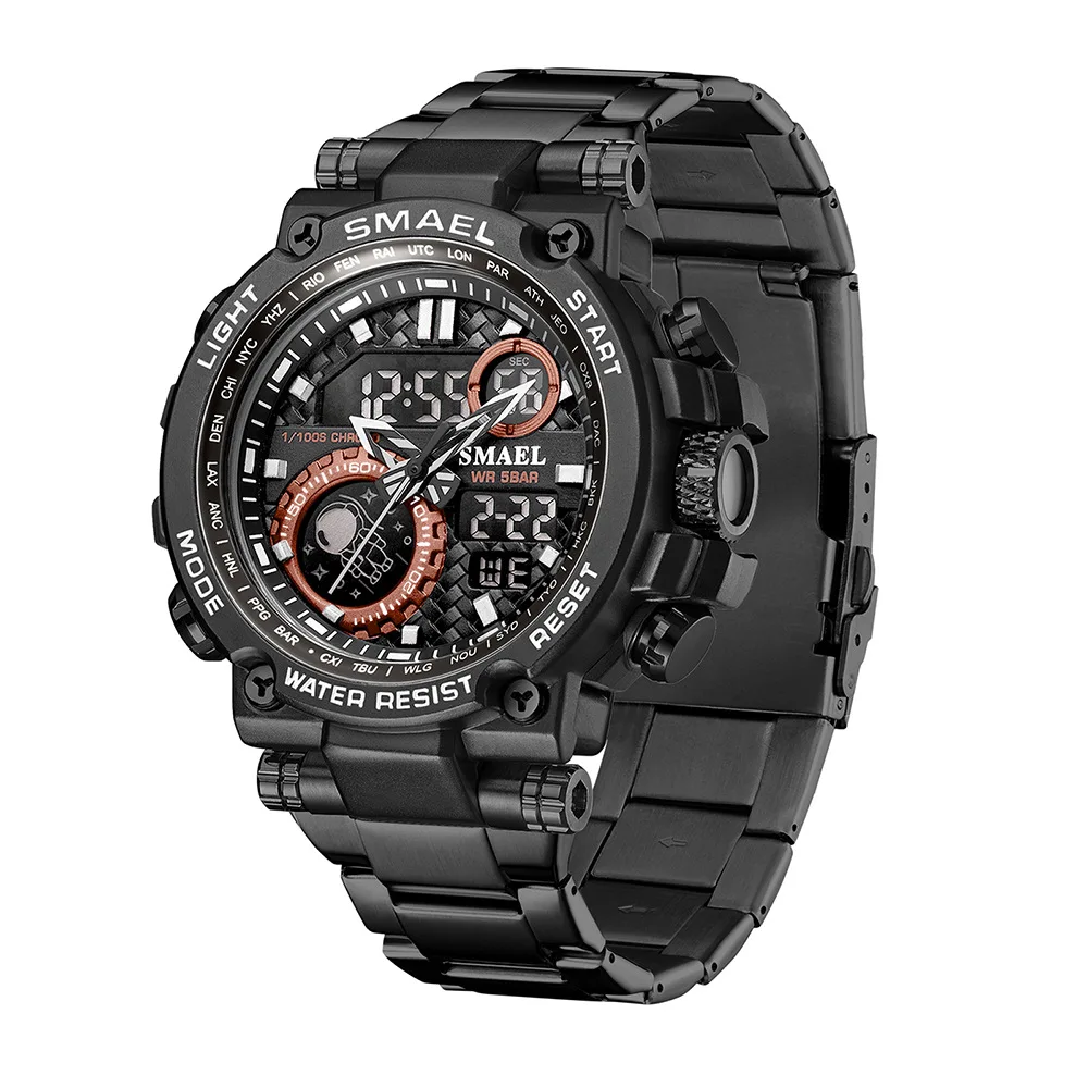 Smael 8095 Fashion Guangzhou Male Digital Watch Stainless Steel Band
