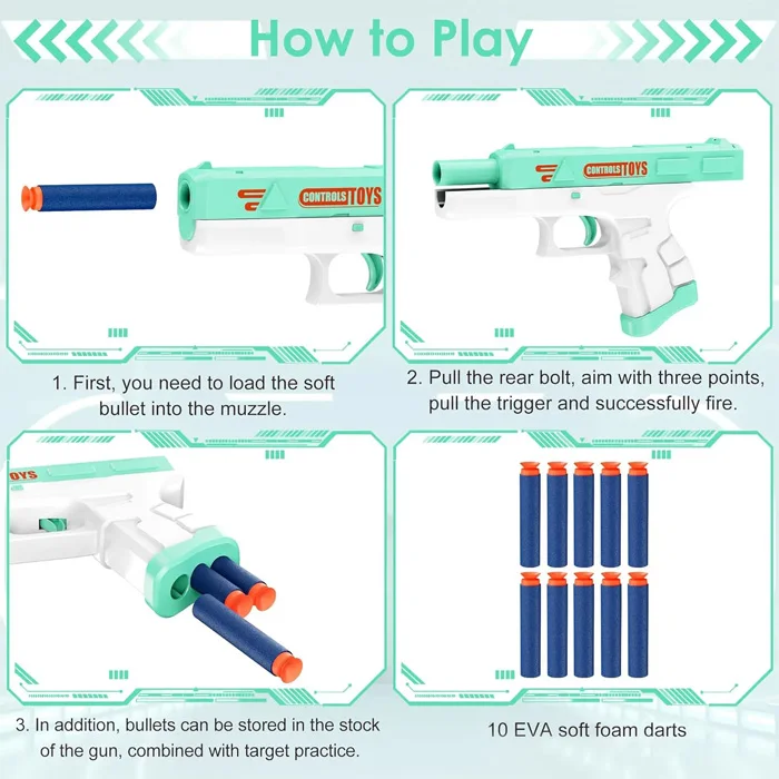 Plastic Toy Gun Soft EVA Bullet Gun for Kids Shooting Game Toys