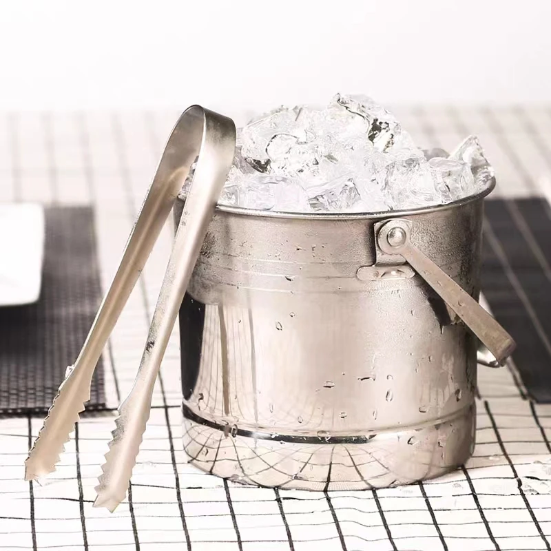 Stainless Steel Portable Ice Bucket European Ice Bucket Volume 1L Ice Bucket