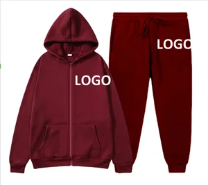 Customized Sweatshirt Suit Fitness Men's Pullover Gym Pant Jogging Set Men Full Zipper Tracksuit 2 Pieces Clothing Set