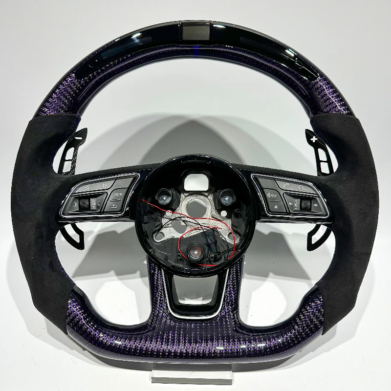Carbon Fiber & Suede Steering Wheel for Audi A3 / A4 / A5 / A6 / A7 – Purple Accents