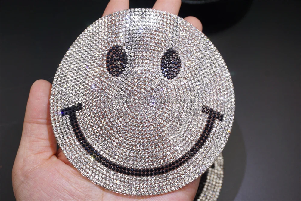 Free sample hotfix motif heat transfer rhinestone flower iron on patches for bling decorations