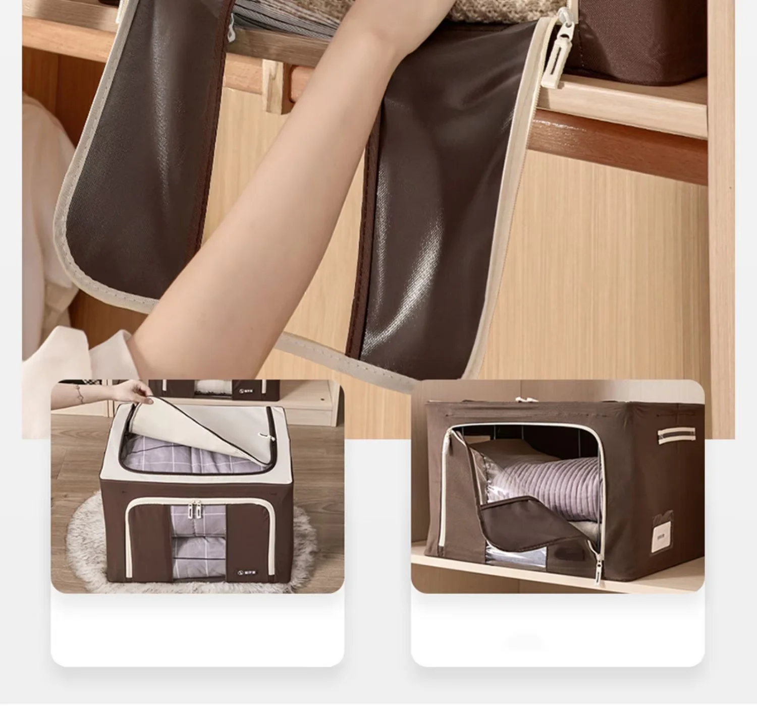 2024 66L Folding Steel Frame Eco-friendly Modern Styish Multifunction Customizable Clothing Storage Box Big Capacity 600D supplier