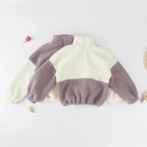 Winter New Fashion Coat Contrast Color Design Zip Girls Sportswear Casual Tracksuits Cropped Zip up Hoodie