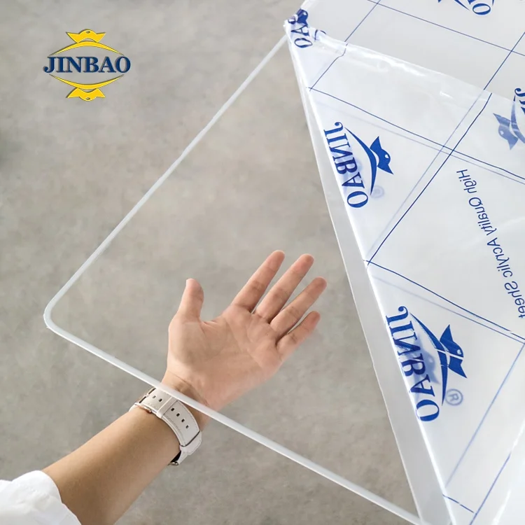 JINBAO Custom Colored Glitter Perspex Panel Transparent Plastic Glass 3mm Clear Color Cast Acrylic Sheet Manufacturer