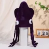 Sombrero de pulpo de terciopelo dorado morado