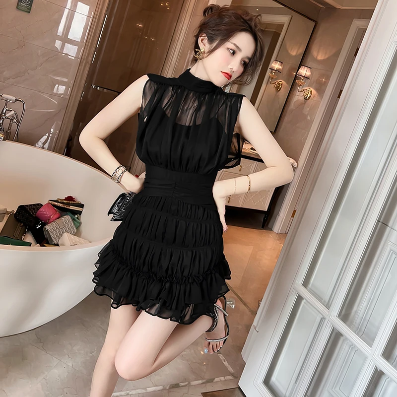 ZYHT 5904 - Elegant Ruffle Sleeveless Chiffon Dress