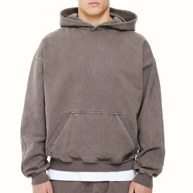 Vintage Wash Hoodie Men's 100% Cotton Heavyweight Streetwear Oversized ...