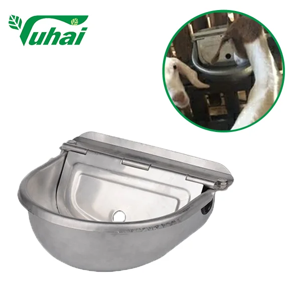 China Product Animal Stainless Steel Water Bottle With Floating Ball Flat Tongue Automatic Cow Drinking Water Bowl