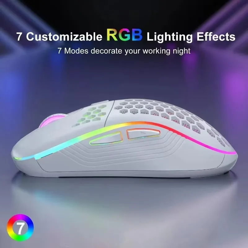 2025 New 6d 7200dpi Optical Sensor Rgb Backlight Game Mouse Lightweight Ergonomic Mice Wireless Gaming Mouse for Computer Laptop