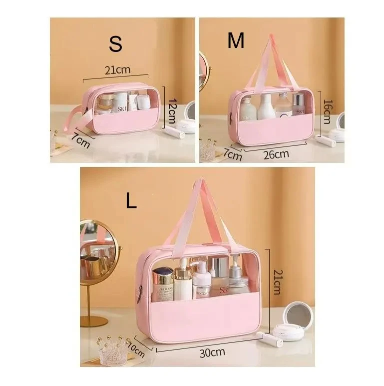 product new style transparent toiletry cosmetic bag women portable travel cosmetic storage makeup brush bag large capacity wash bag-11