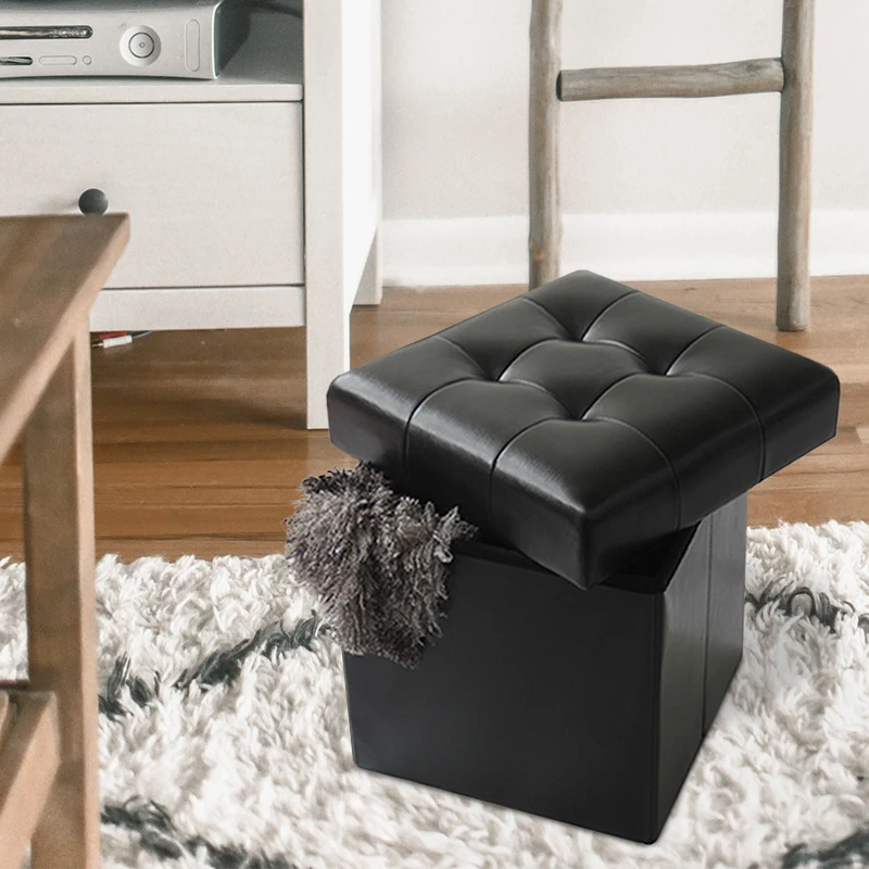 Multi-function Custom Footrest Foot Rest PU Foldable Ottoman With Storage